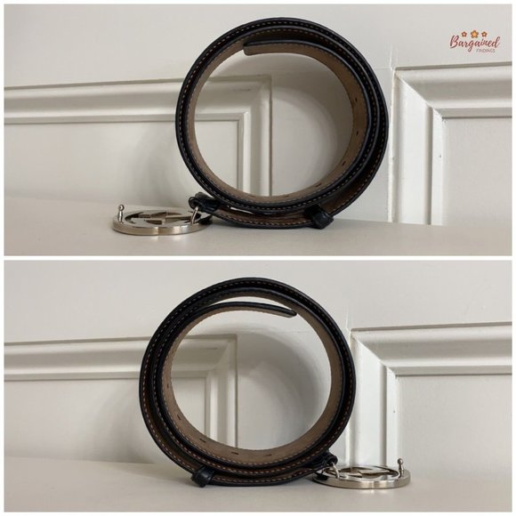 Authentic Gucci Black Guccissima Leather Silver Interlocking G Buckle Belt 95/38 - Picture 9 of 13